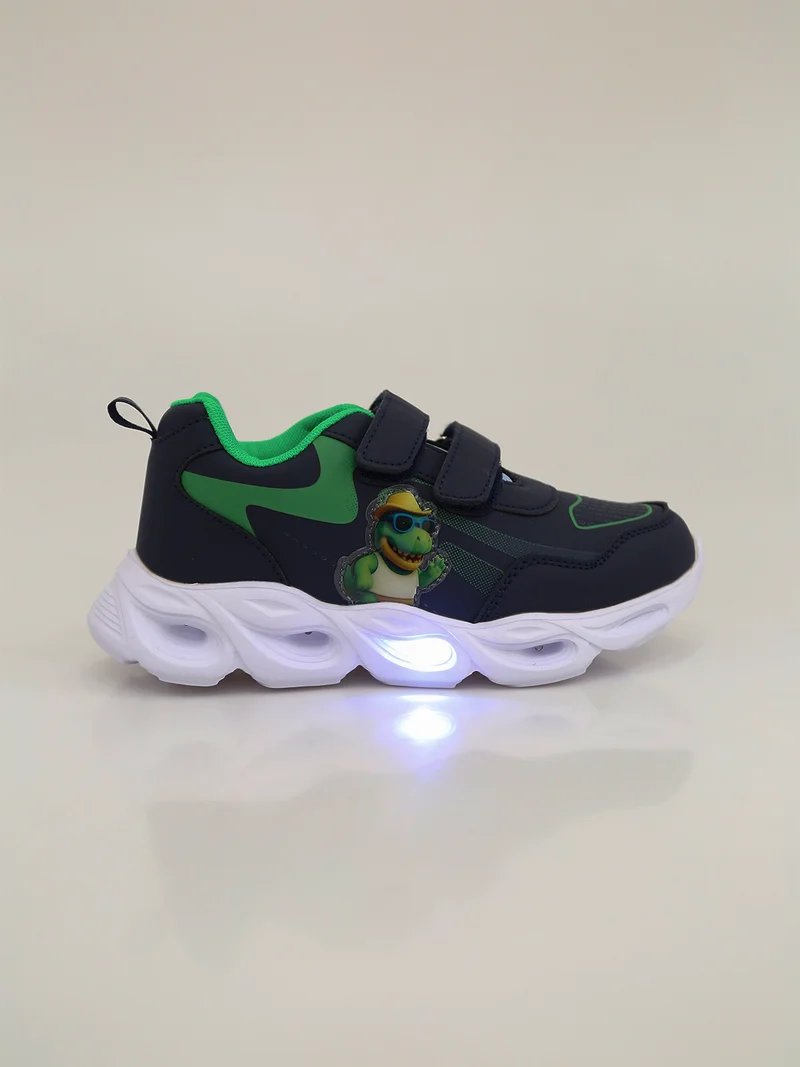 Sneakers da bambino con luci e cinturini a strappo - blu scuro