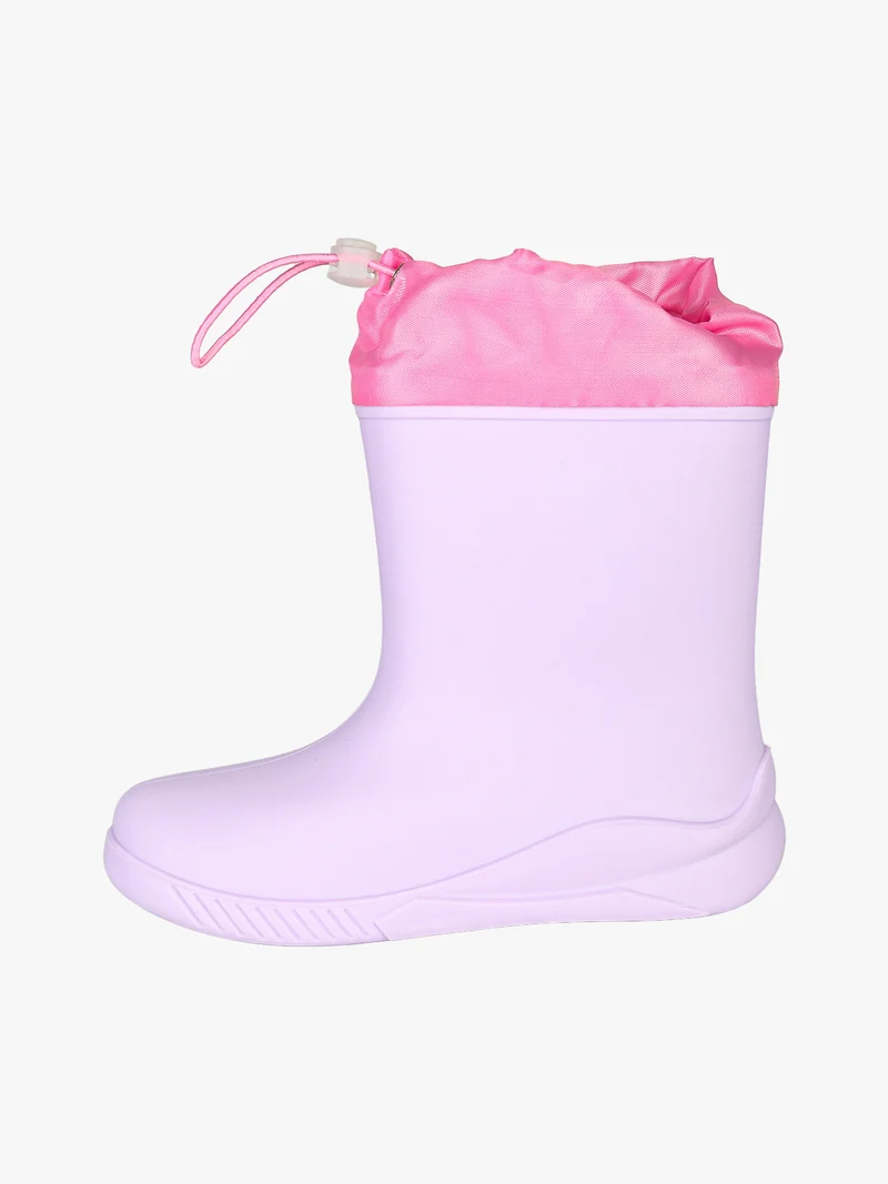 Stivali pioggia da bambina in gomma con patch - rosa