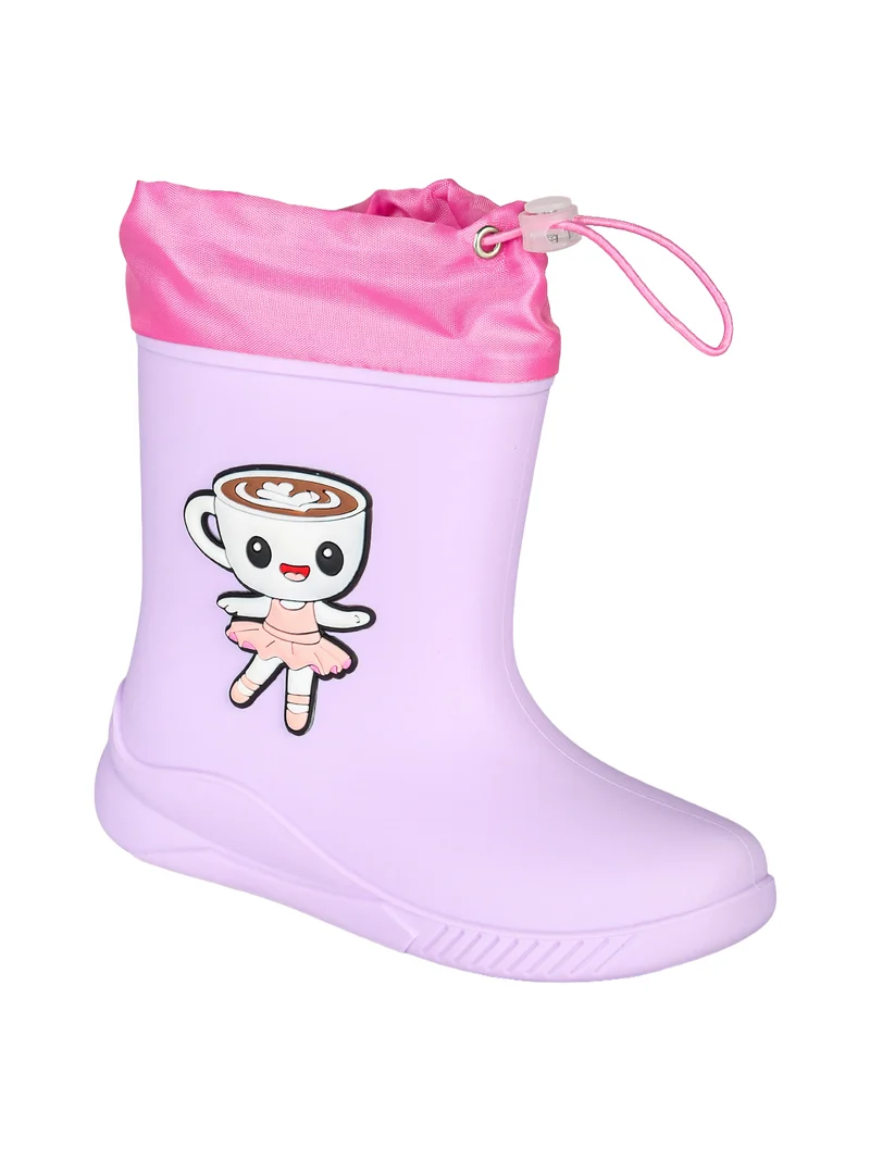 Stivali pioggia da bambina in gomma con patch - rosa