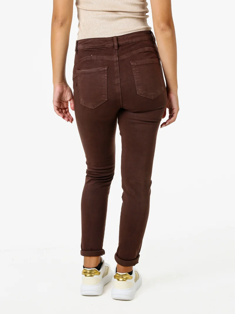 Pantaloni jeans da donna slim fit - moro