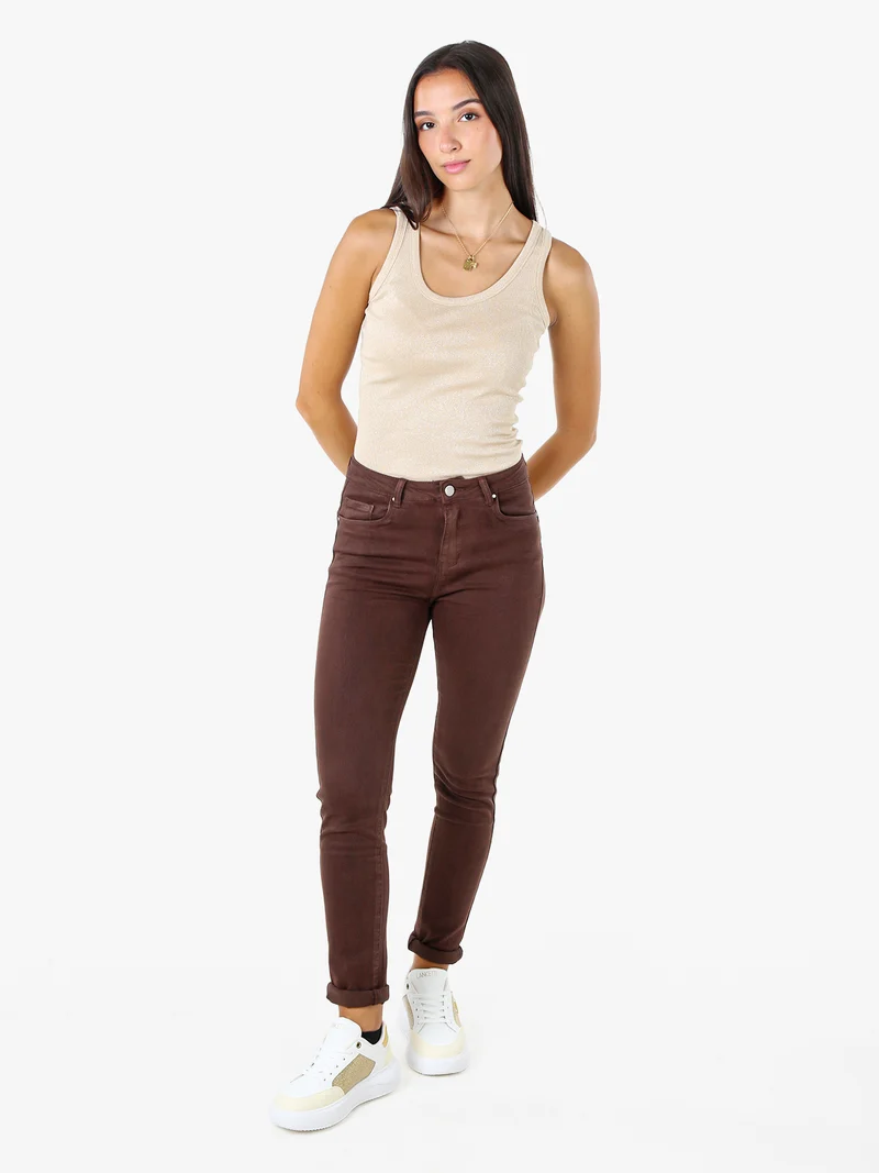 Pantaloni jeans da donna slim fit - moro