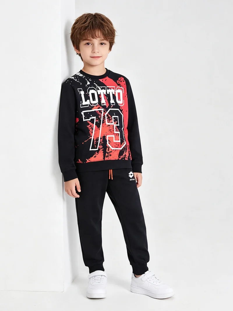 Completo tuta da bambino 2 pezzi con scollo tondo e interno in caldo cotone - blu scuro
