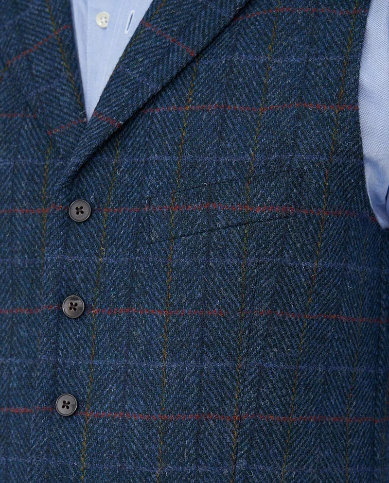 Harris Tweed Weste "Wales" in royal navy tweed