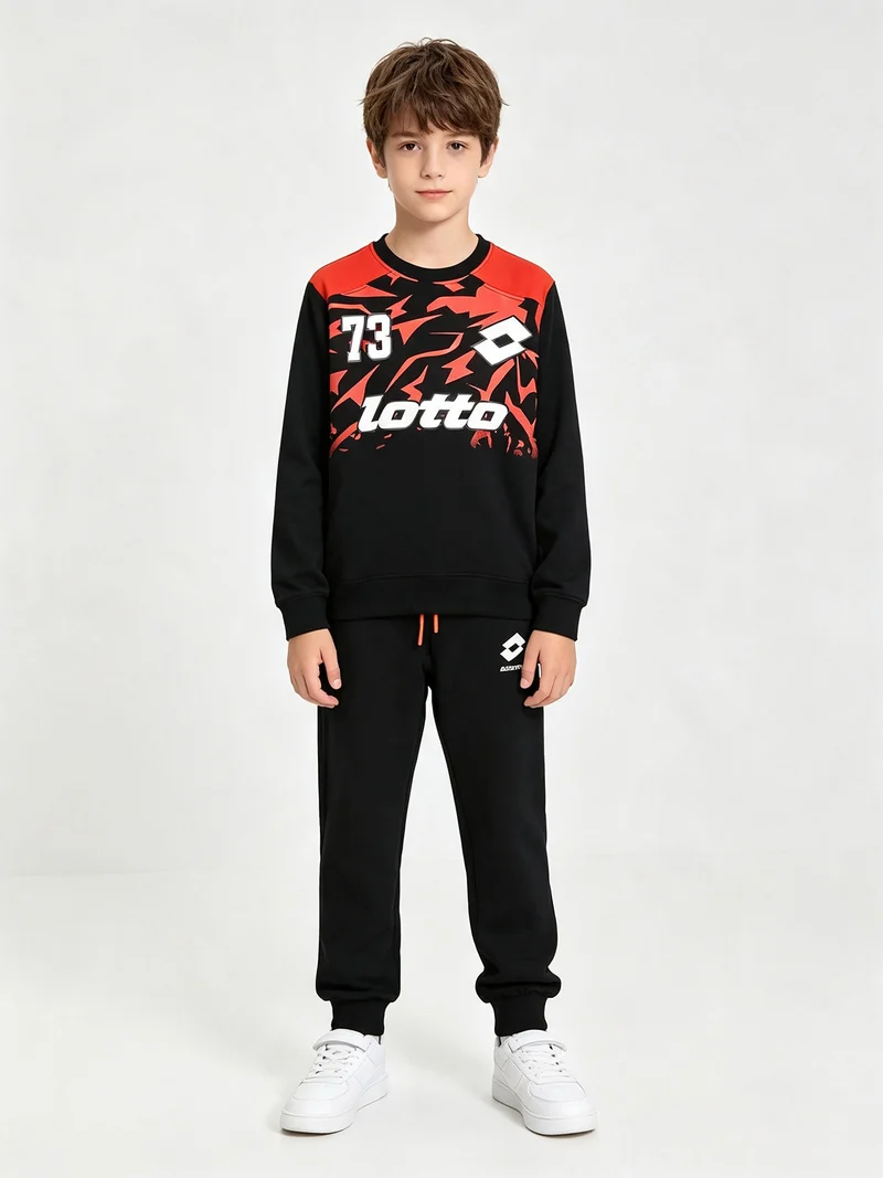 Completo tuta 2 pezzi da ragazzo con logo e interno in caldo cotone - nero