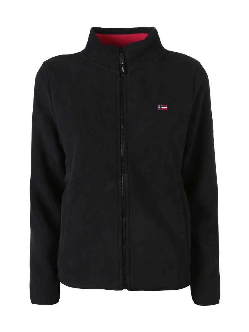 Felpa in pile da donna a collo alto con zip - nero