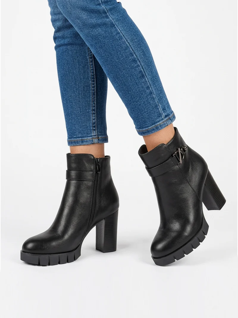 Tronchetti donna con tacco e plateau - nero