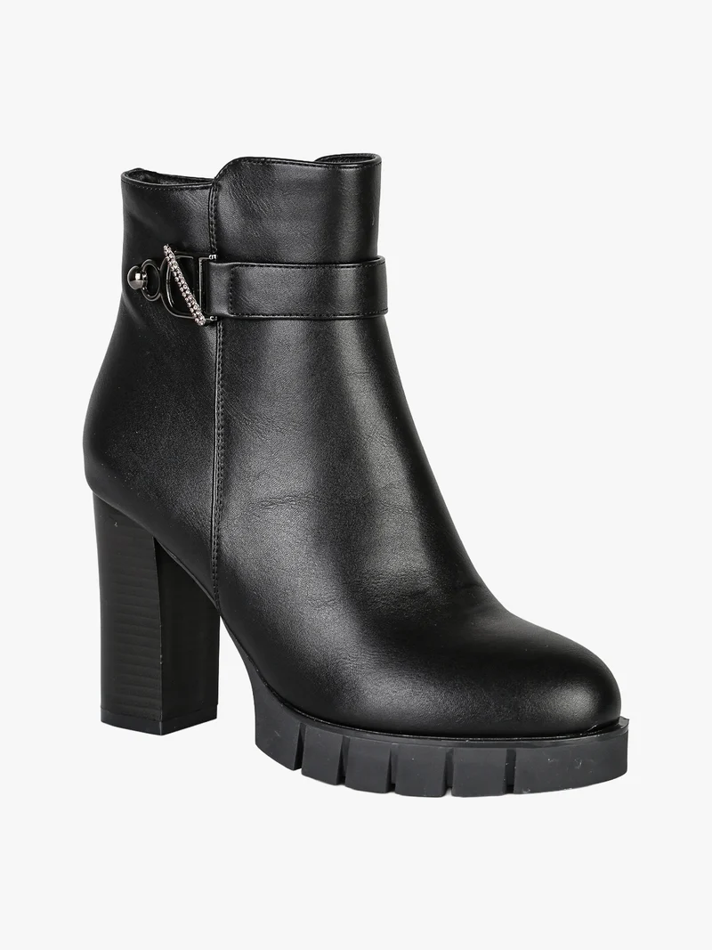 Tronchetti donna con tacco e plateau - nero