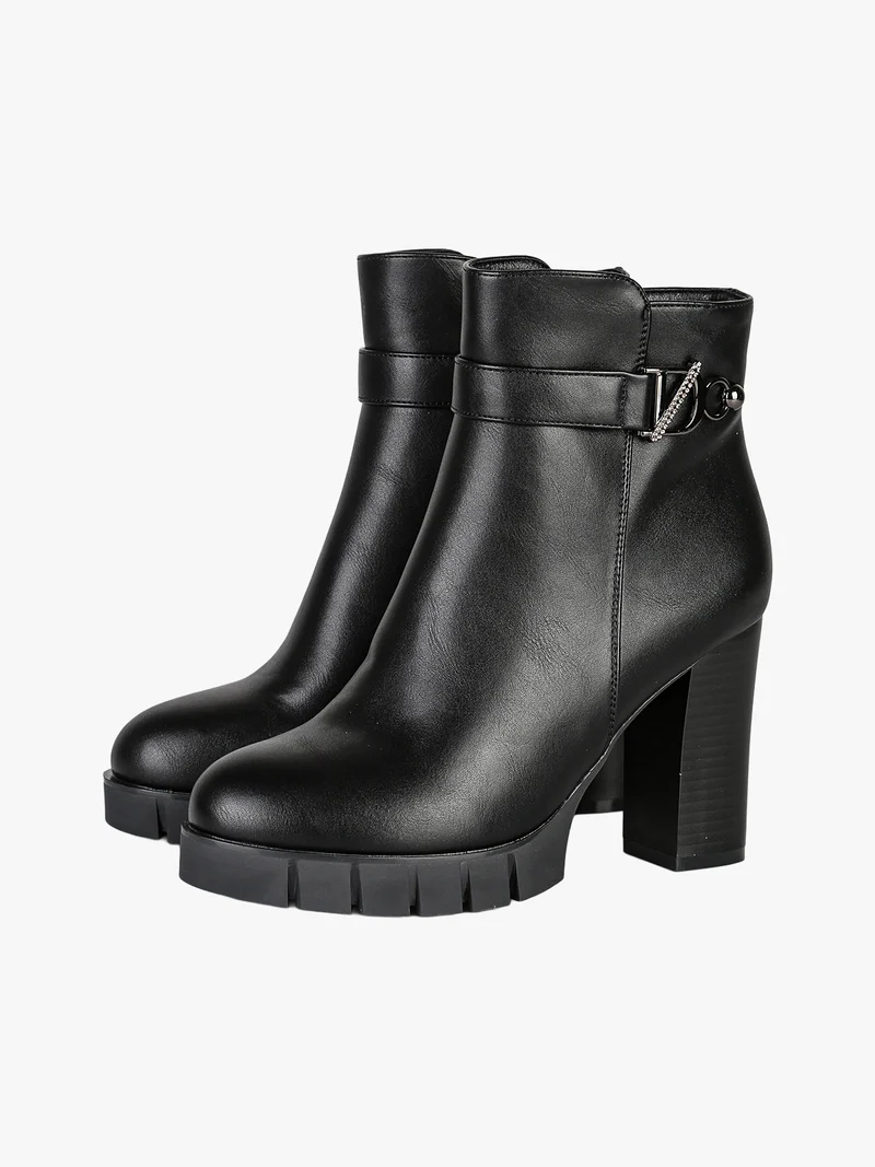 Tronchetti donna con tacco e plateau - nero