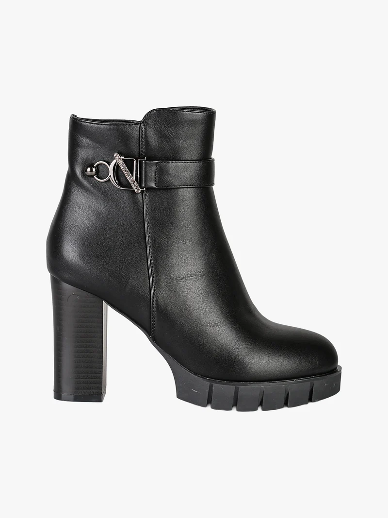 Tronchetti donna con tacco e plateau - nero