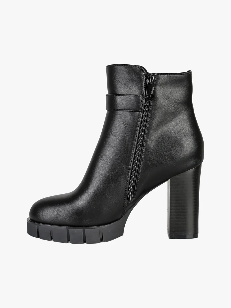 Tronchetti donna con tacco e plateau - nero