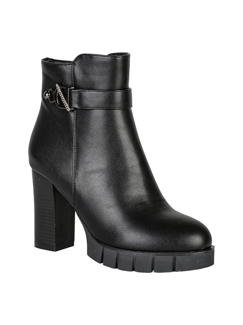 Tronchetti donna con tacco e plateau - nero