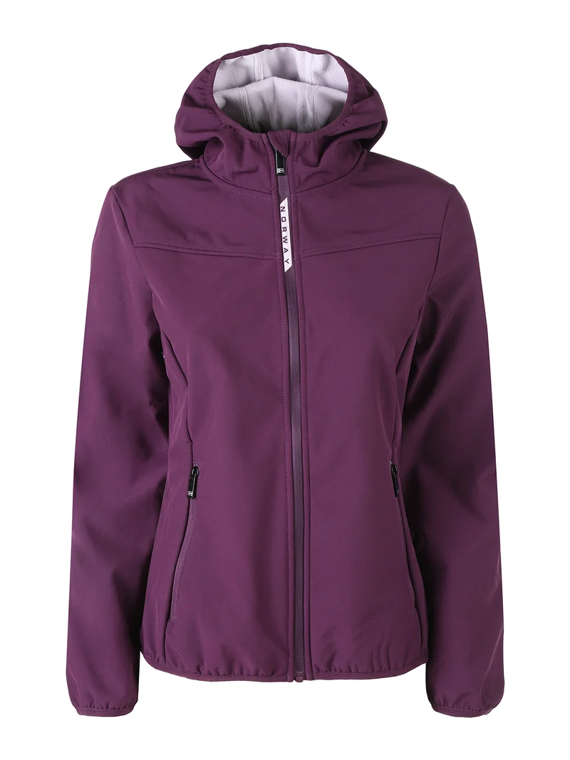 Giacca a vento da donna impermeabile con cappuccio e interno in micropile - viola