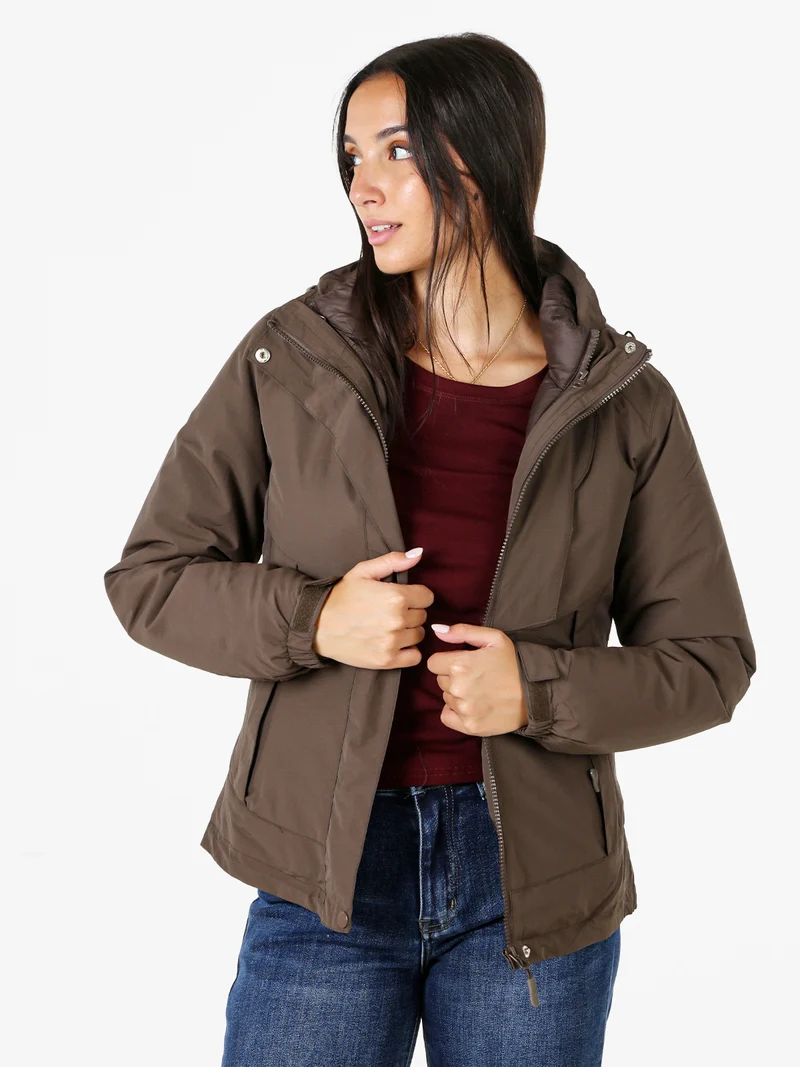 Giubbotto donna 2 in 1 con cappuccio e zip - moro