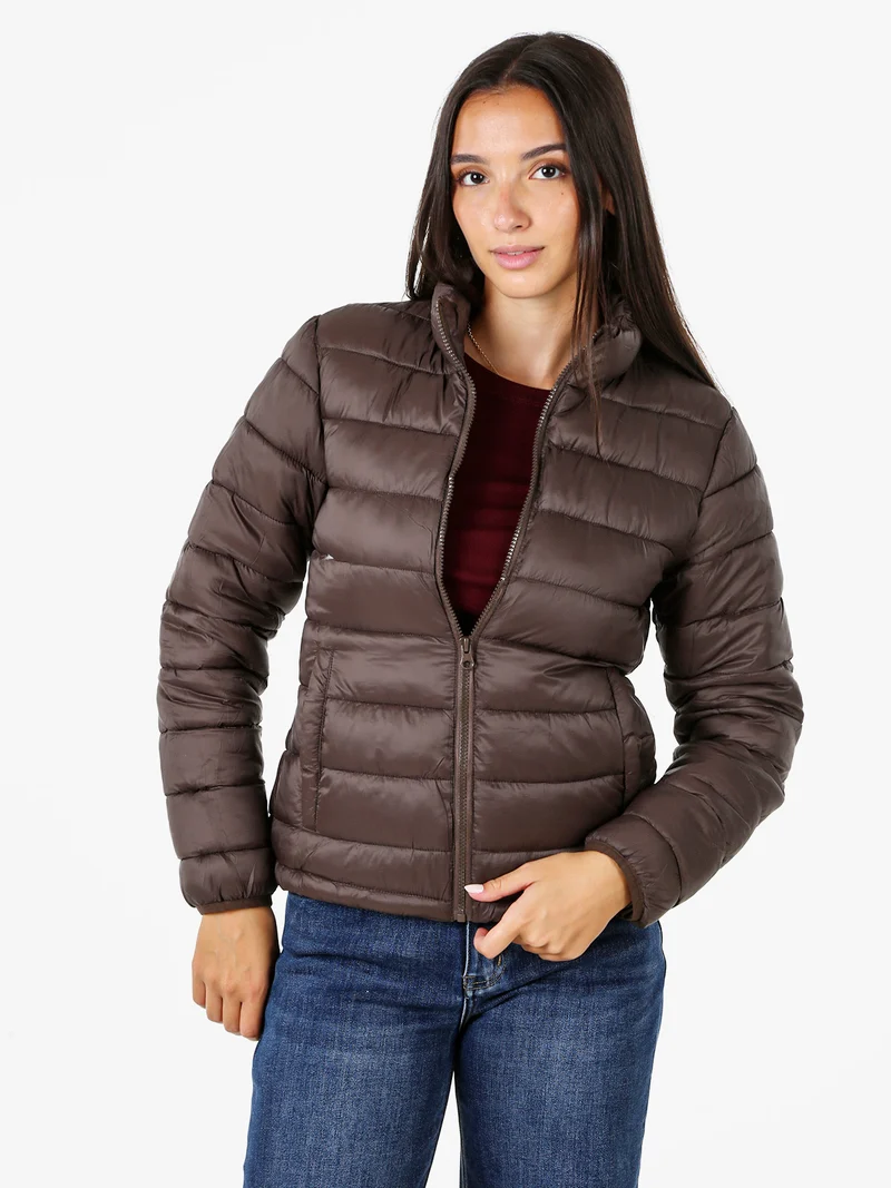 Giubbotto donna 2 in 1 con cappuccio e zip - moro