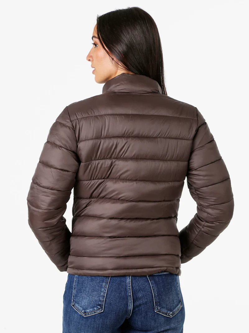 Giubbotto donna 2 in 1 con cappuccio e zip - moro