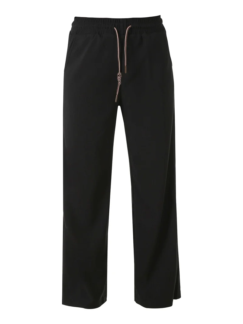 Pantaloni donna elasticizzati in tessuto tecnico con coulisse - nero