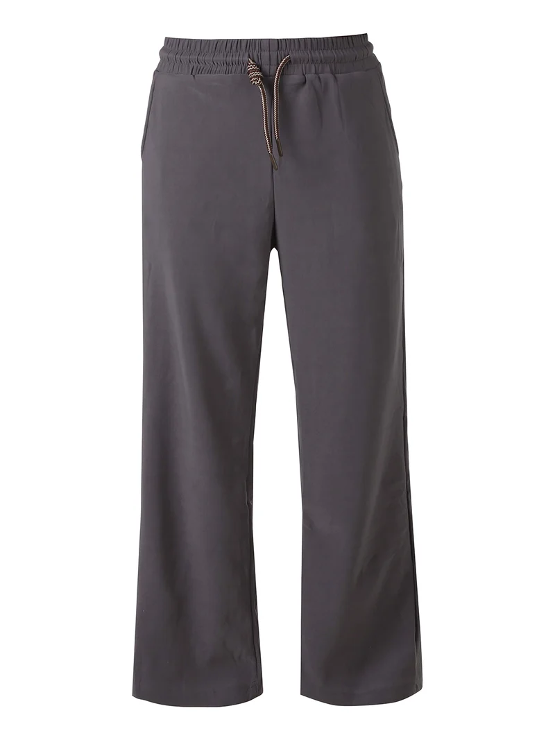 Pantaloni donna elasticizzati in tessuto tecnico con coulisse - grigio
