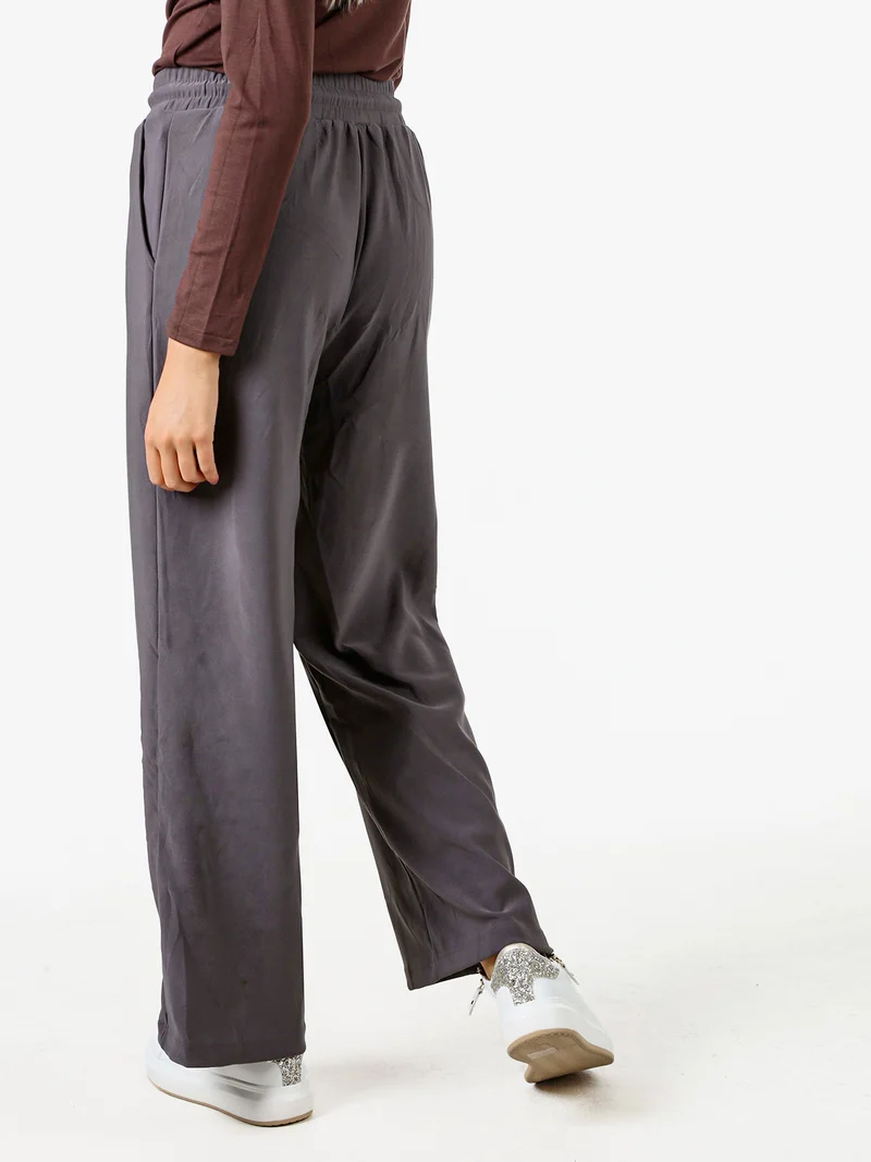 Pantaloni donna elasticizzati in tessuto tecnico con coulisse - grigio