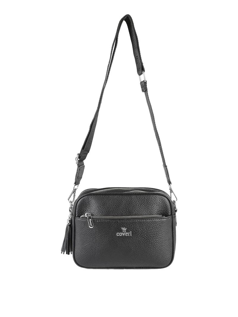Borsa a tracolla da donna in ecopelle - nero