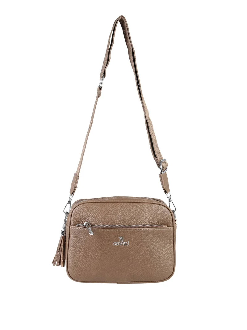 Borsa a tracolla da donna in ecopelle - khaki