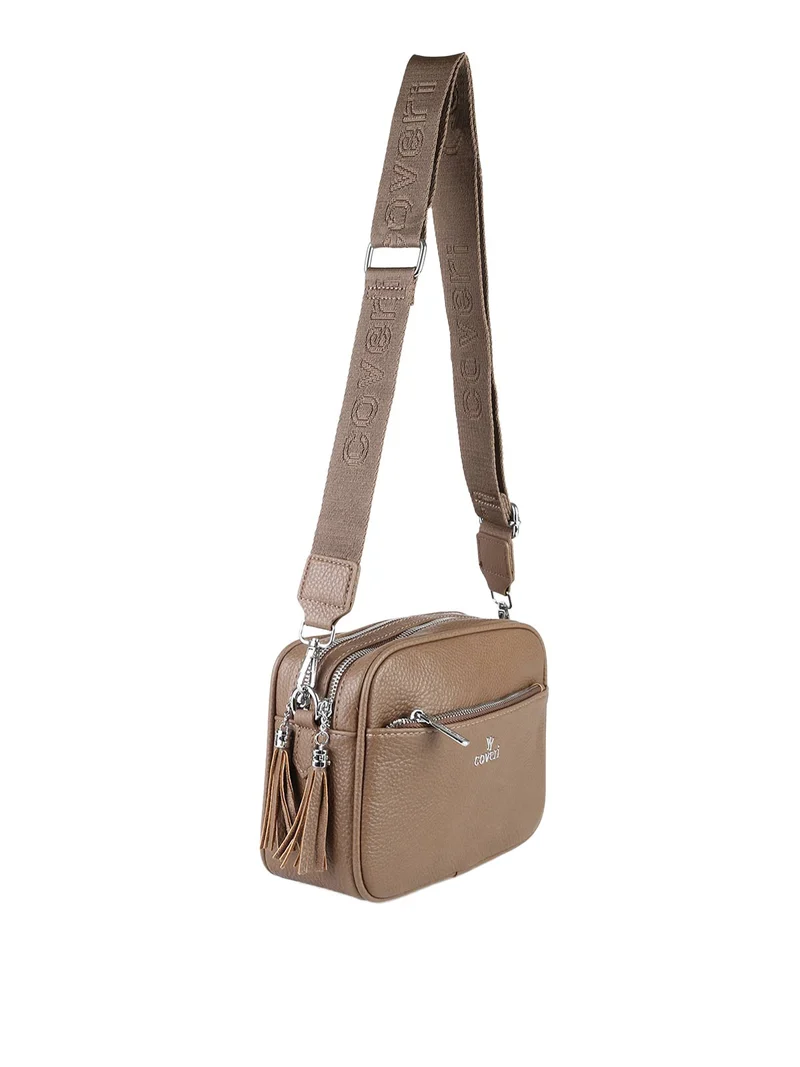 Borsa a tracolla da donna in ecopelle - khaki