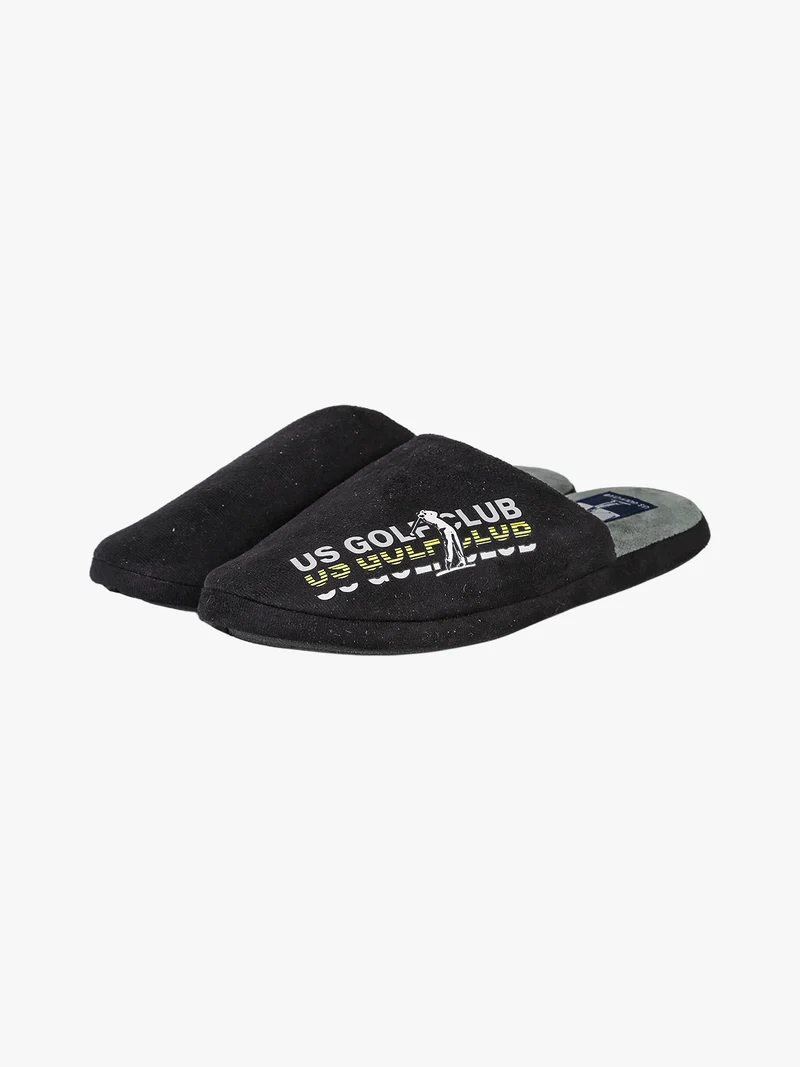 Pantofole uomo scamosciate con stampe - nero