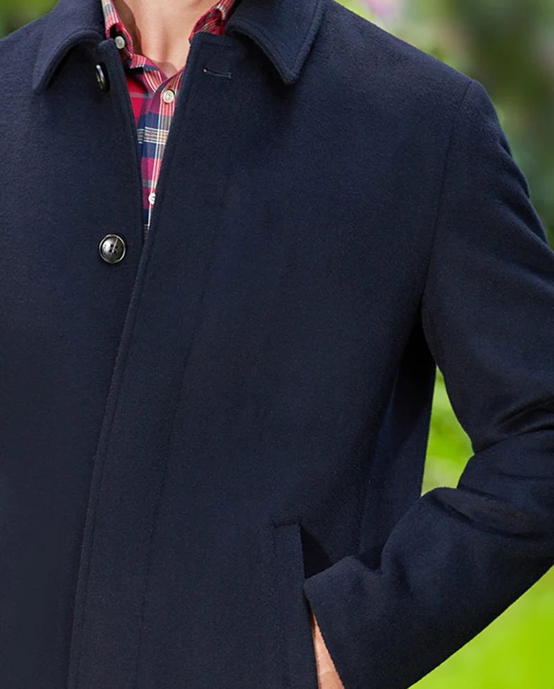 Langer Herrenmantel "Delchester" aus Woll-Kaschmir in Navy