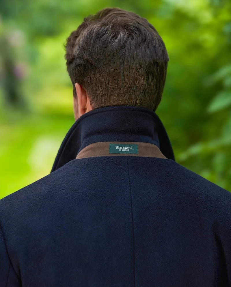 Langer Herrenmantel "Delchester" aus Woll-Kaschmir in Navy