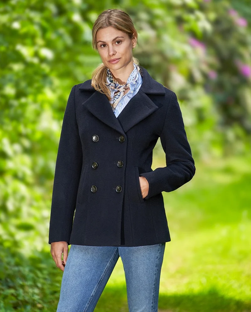 Damen Cabanjacke "Leonie" aus Woll-Kaschmir-Mix in Navy
