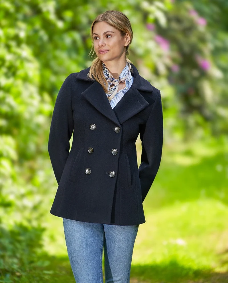 Damen Cabanjacke "Leonie" aus Woll-Kaschmir-Mix in Navy