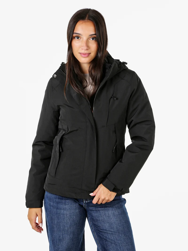 Giubbotto donna 2 in 1 con cappuccio e zip - nero