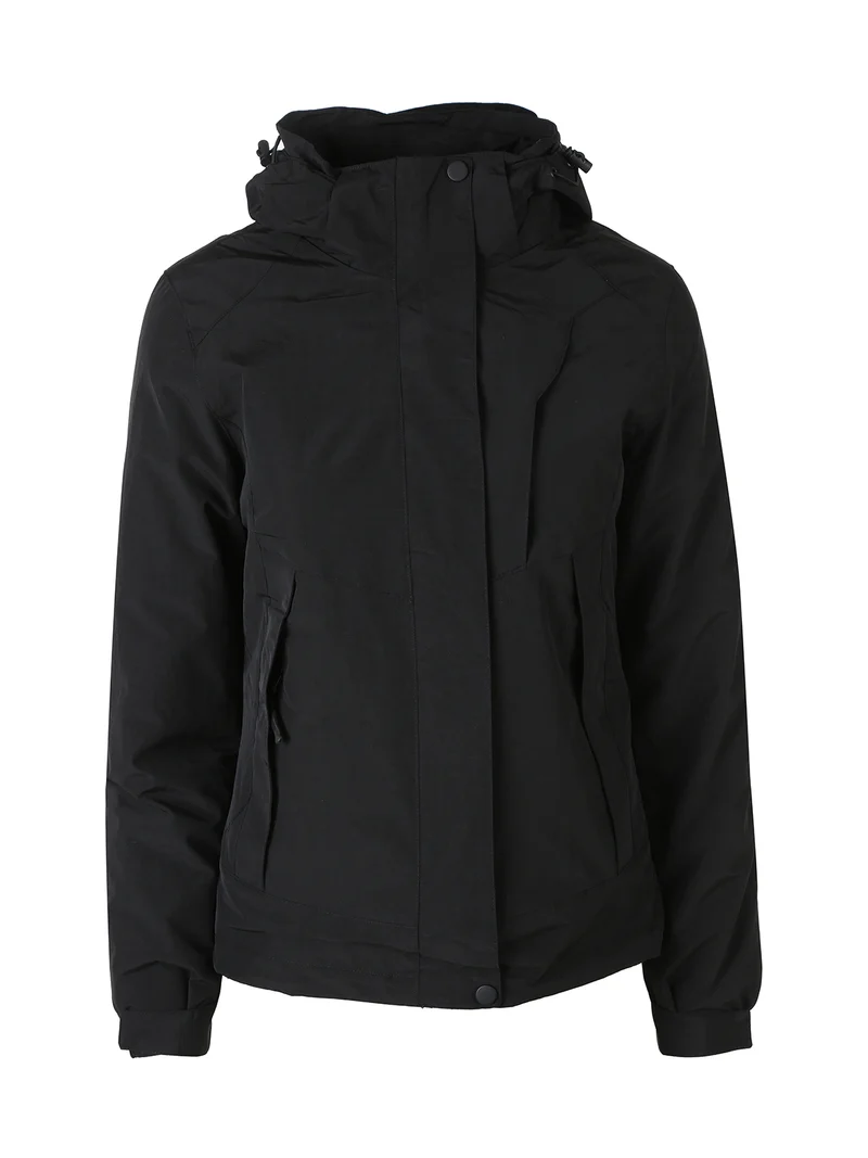 Giubbotto donna 2 in 1 con cappuccio e zip - nero