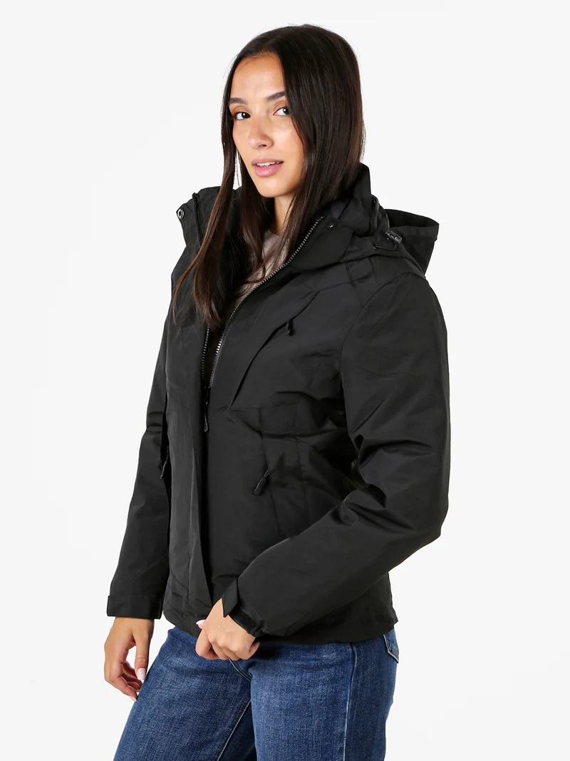 Giubbotto donna 2 in 1 con cappuccio e zip - nero