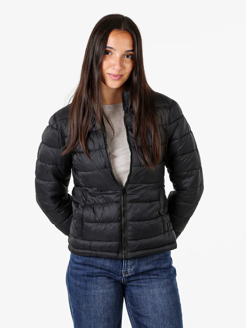 Giubbotto donna 2 in 1 con cappuccio e zip - nero