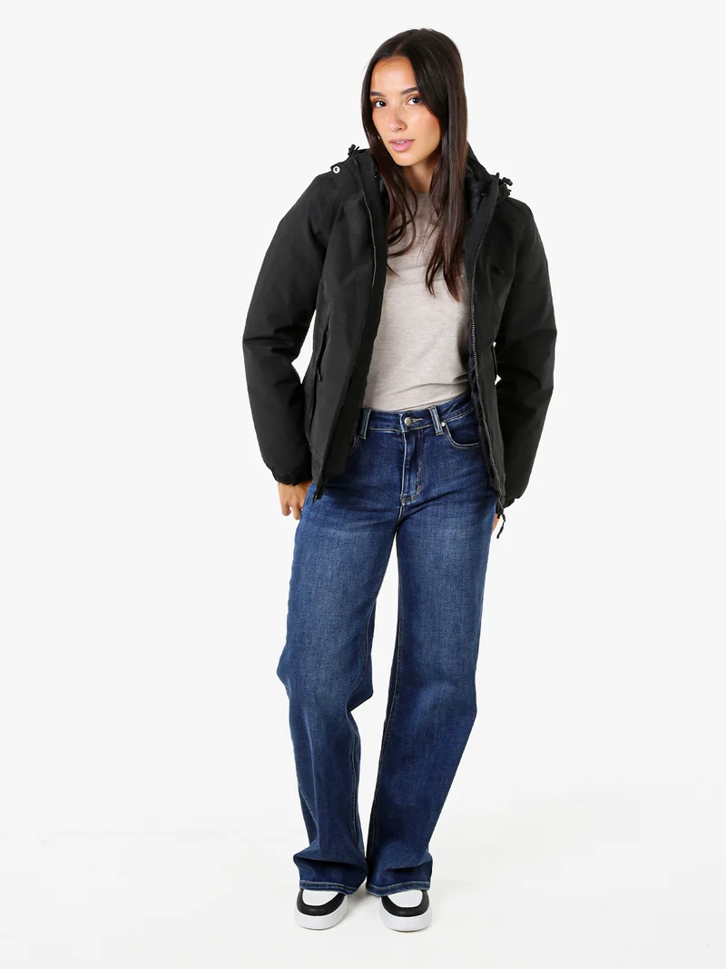 Giubbotto donna 2 in 1 con cappuccio e zip - nero
