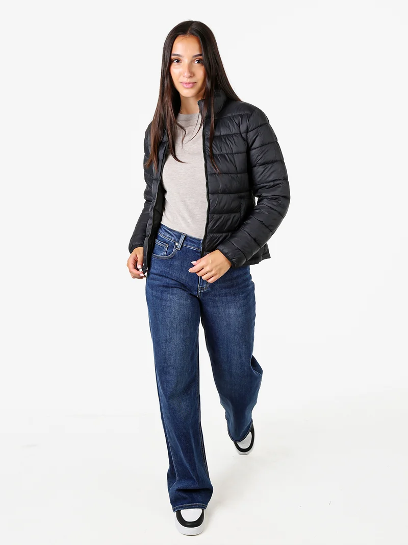 Giubbotto donna 2 in 1 con cappuccio e zip - nero