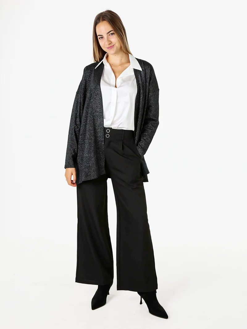 Cardigan donna in maglia lurex - nero