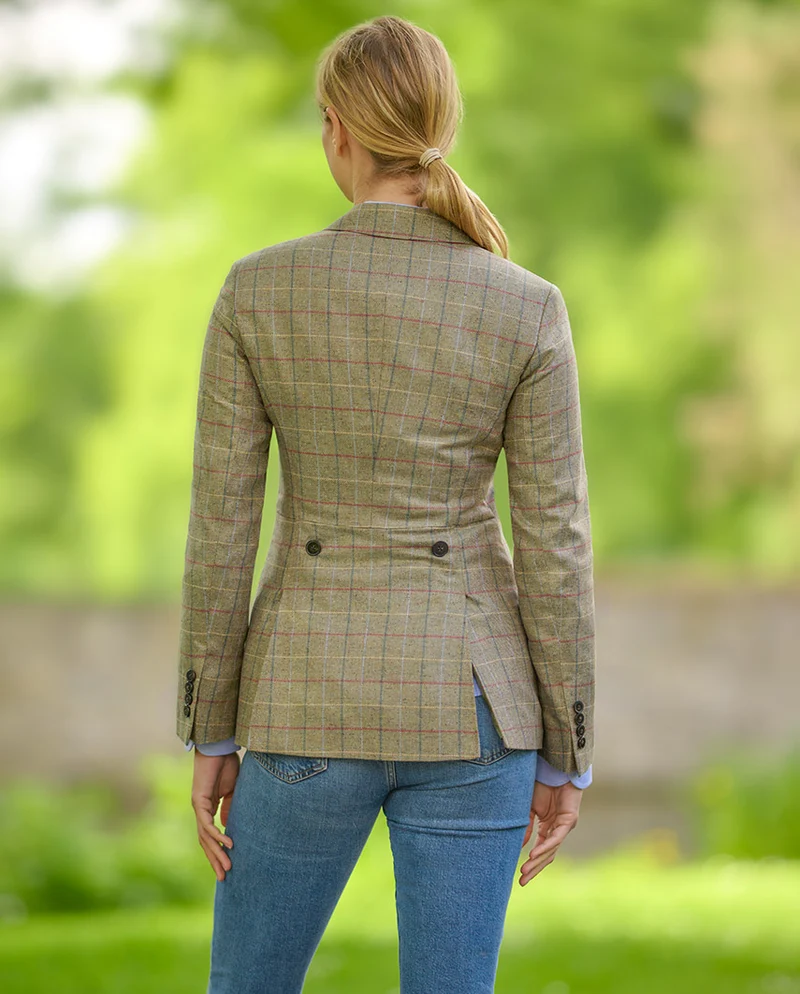Damen Seidenblazer "Carola" in green check