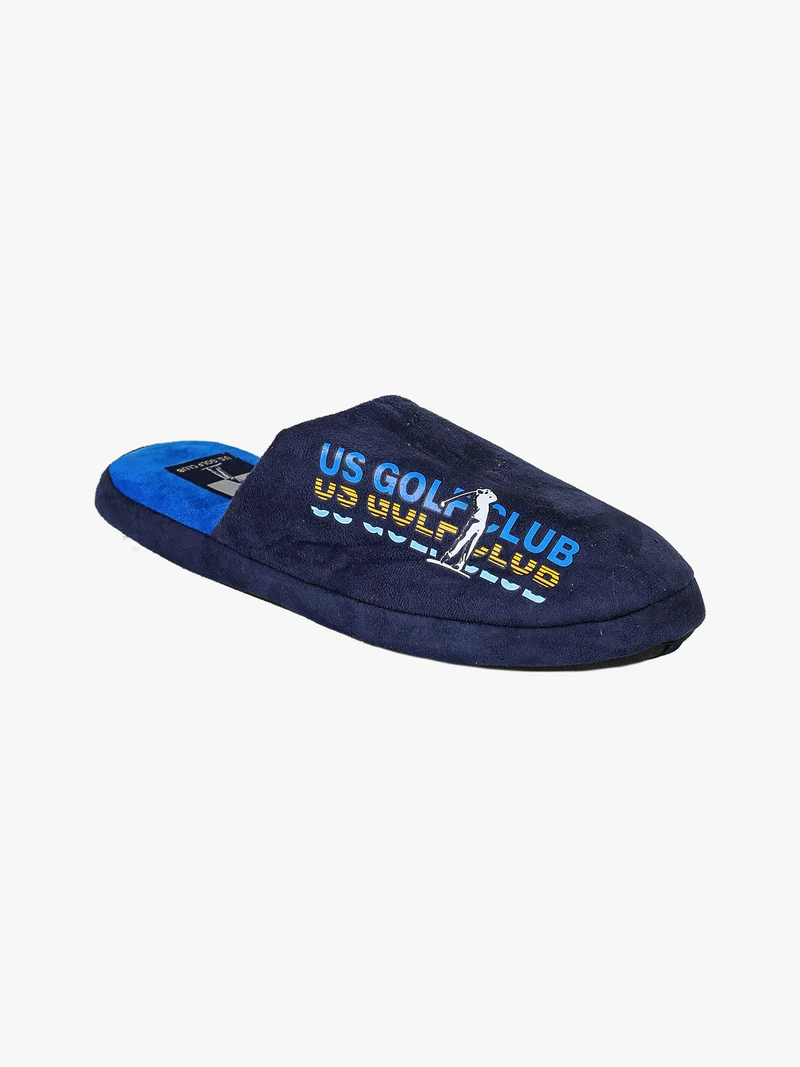 Pantofole uomo scamosciate con stampe - blu scuro