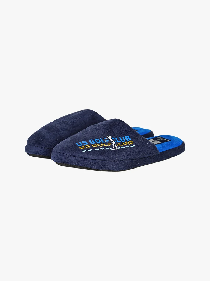 Pantofole uomo scamosciate con stampe - blu scuro