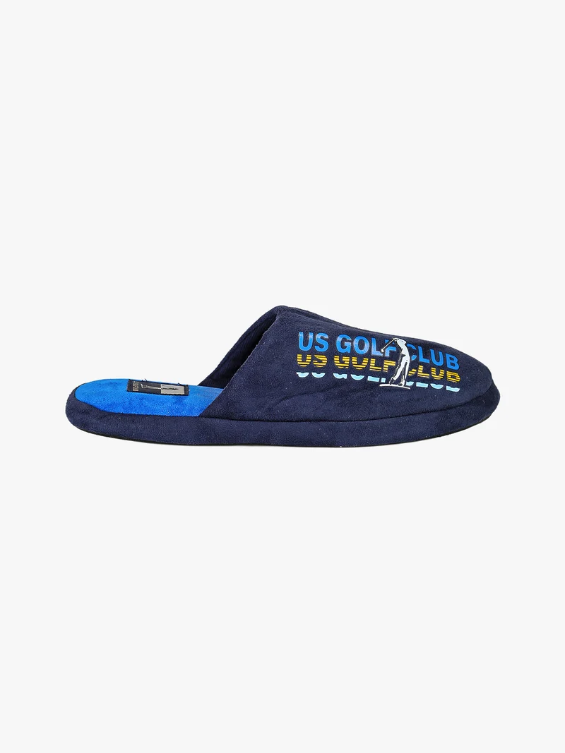 Pantofole uomo scamosciate con stampe - blu scuro