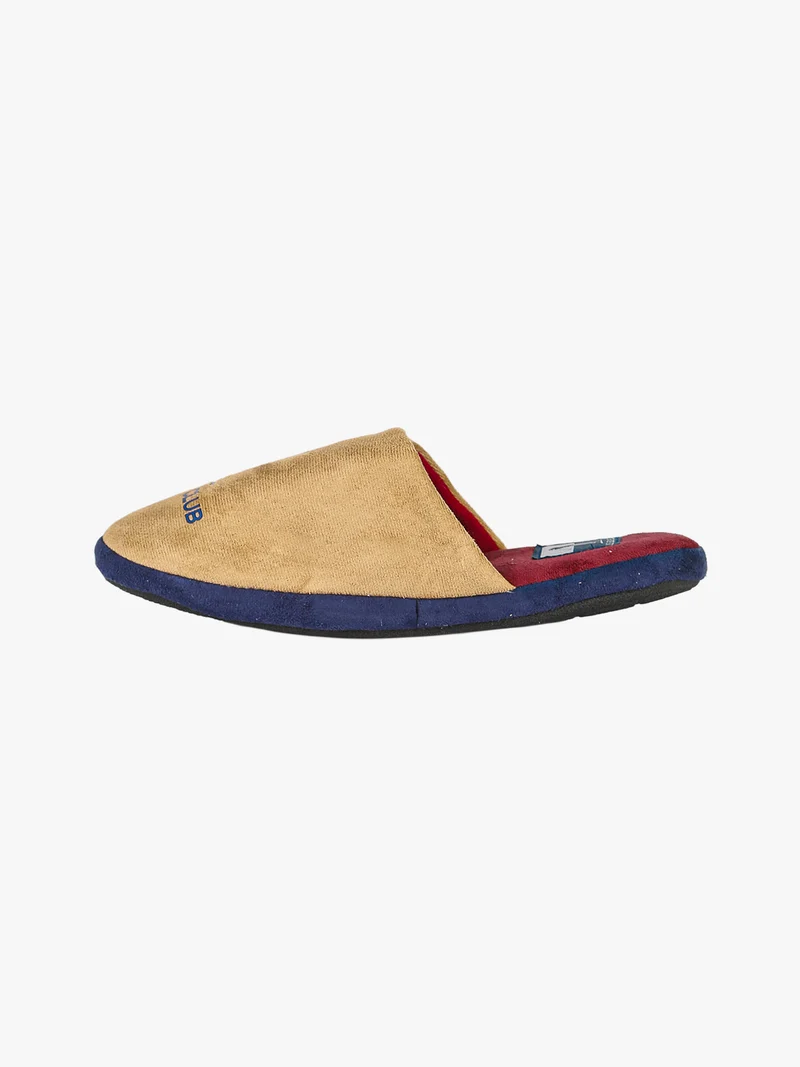 Pantofole uomo in tessuto scamosciato con logo - cammello
