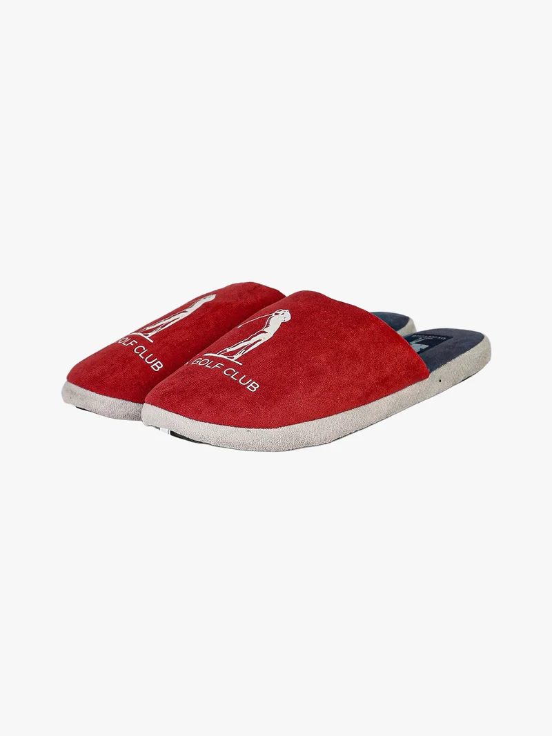 Pantofole uomo in tessuto scamosciato con logo - bordeaux
