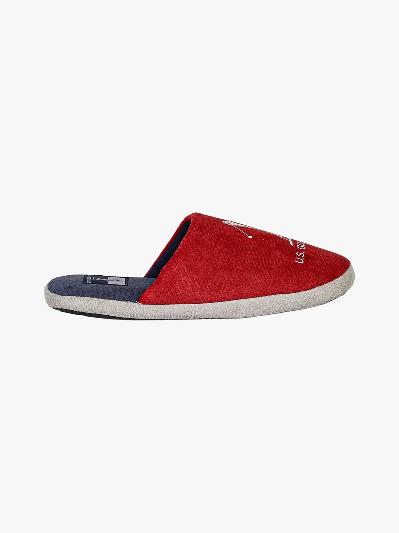 Pantofole uomo in tessuto scamosciato con logo - bordeaux