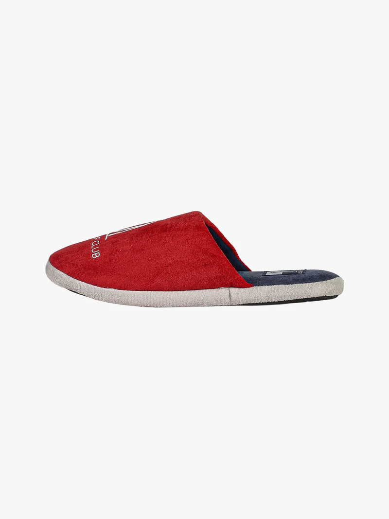Pantofole uomo in tessuto scamosciato con logo - bordeaux