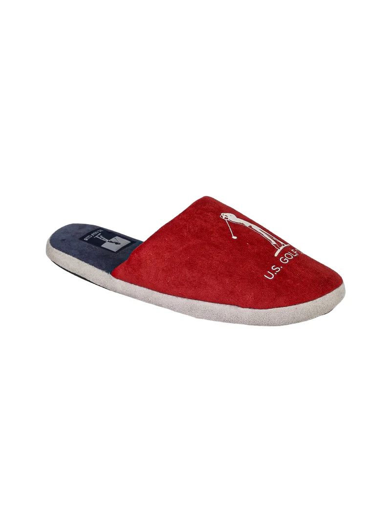 Pantofole uomo in tessuto scamosciato con logo - bordeaux