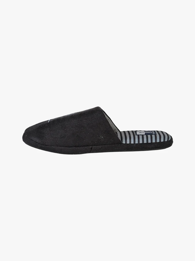 Pantofole uomo in tessuto scamosciato con logo e dettagli con stampa a righe - nero