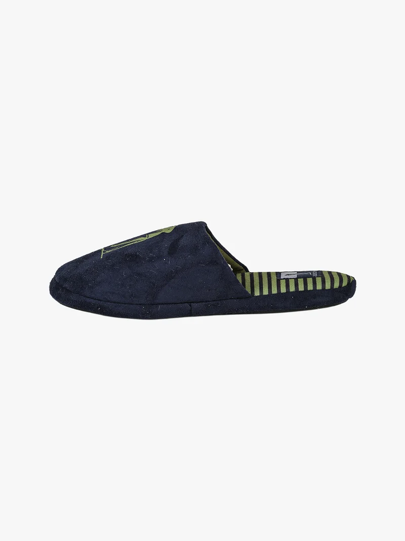 Pantofole uomo in tessuto scamosciato con logo e dettagli con stampa a righe - blu scuro