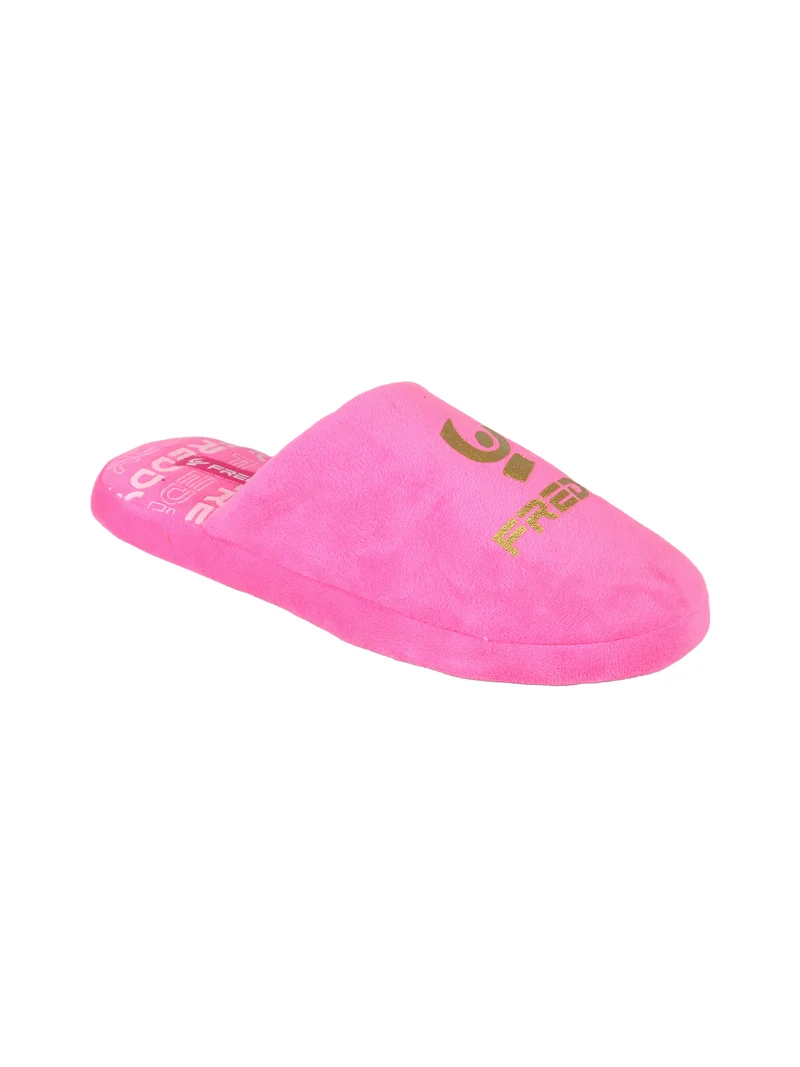 Pantofole donna in tessuto scamosciato con stampe - rosa