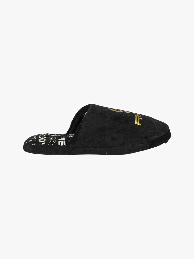 Pantofole donna in tessuto scamosciato con stampe - nero